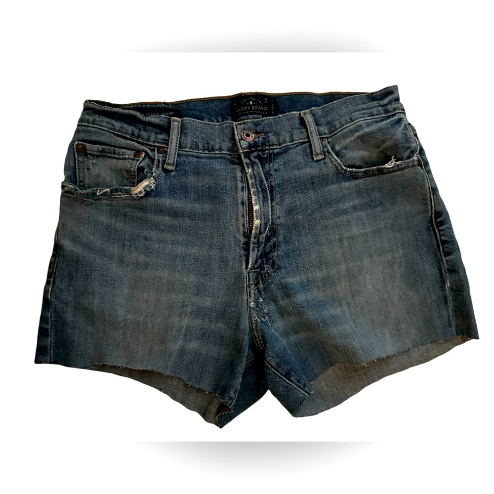 Lucky Brand 181 Relaxed Jean Cut-Off Distressed Short Blue Women’s Size 33.